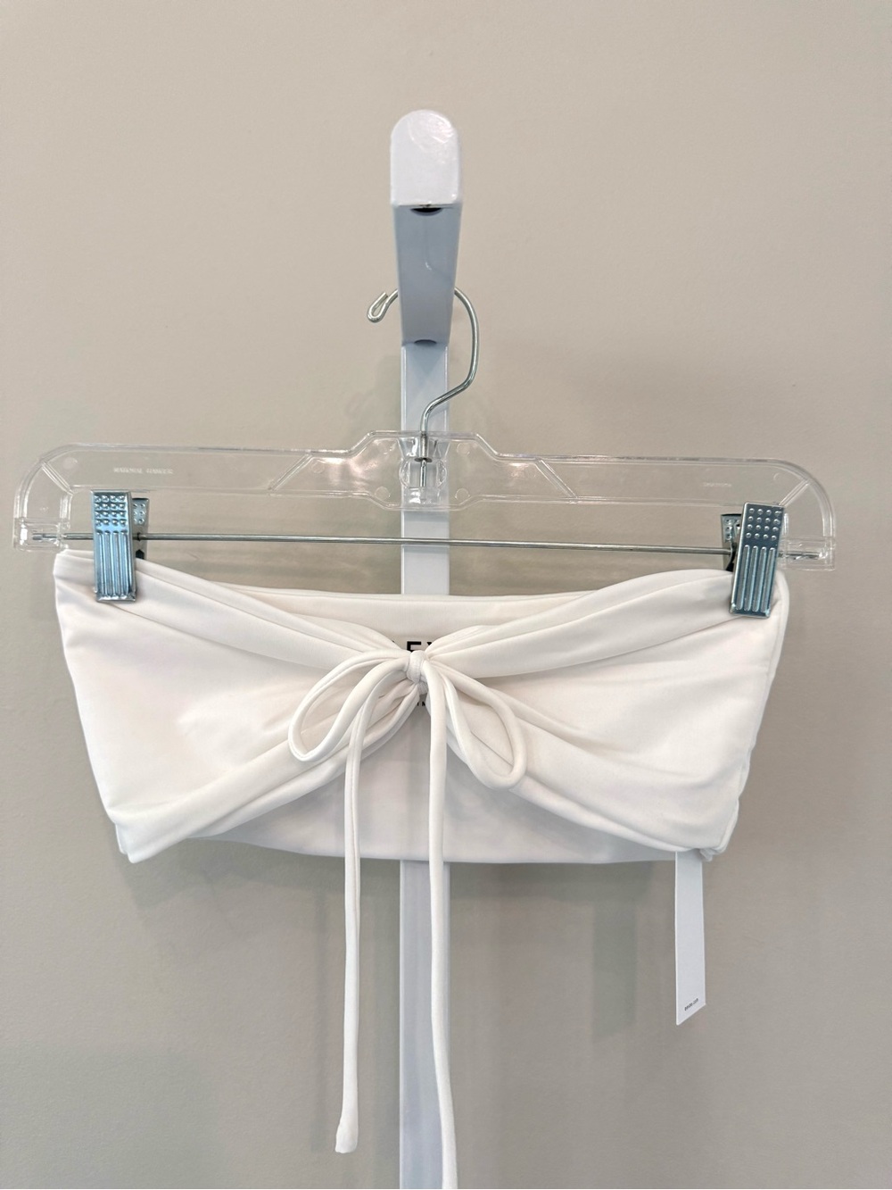 Aexae White Bandeau Bikini Top Twist Front Tie Strapless Size S NWT